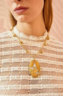 Ulla Johnson Hammered Chain Organic Stone Pendant