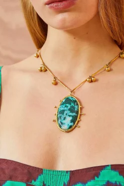 Ulla Johnson Hammered Chain Organic Stone Pendant